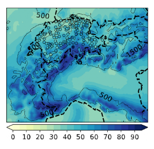 Increase in intense precipitation in the Alps over the last century